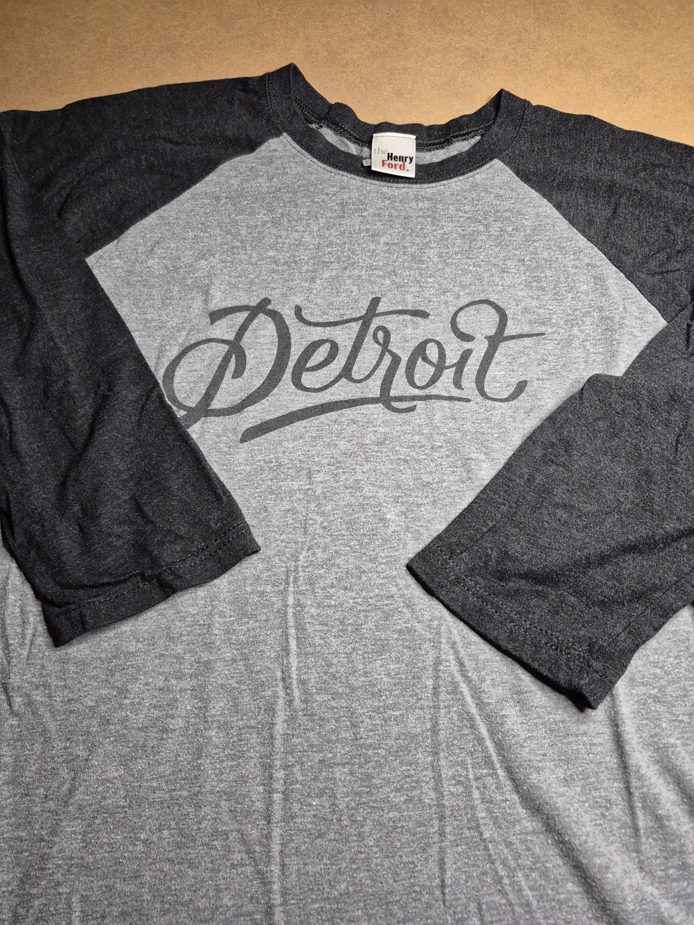 Vintage Gray & Black Detroit Raglan Long Sleeve Tee 4296/2